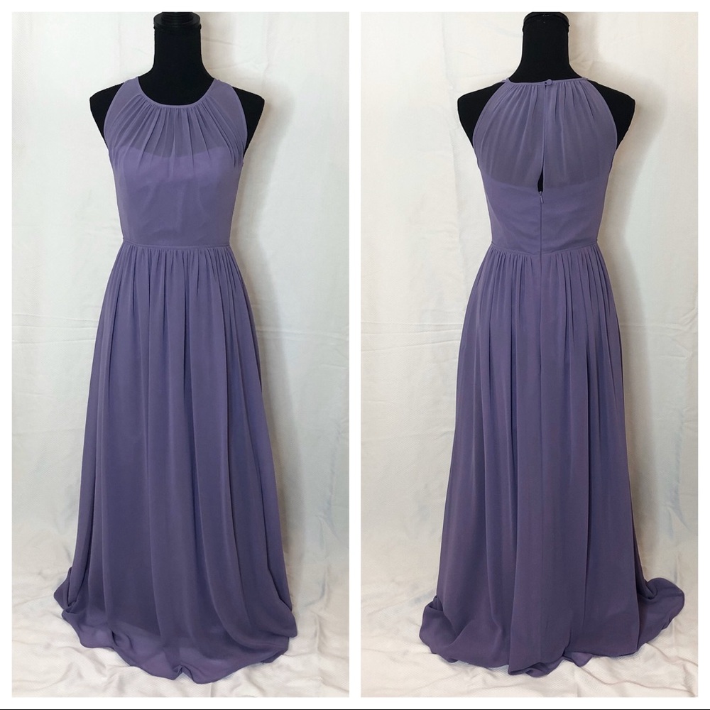 Bill Levkoff Purple Chiffon Bridesmaid Dress